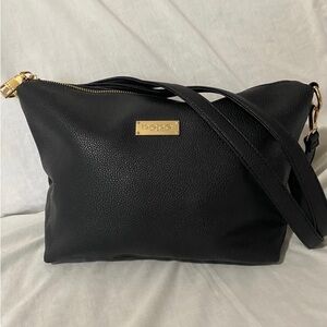 Bebe soft pebbled leather large black tote purse